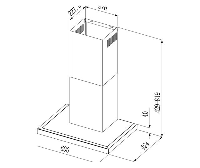 Cecotec Bolero Flux TT Fali Páraelszívó, 60 cm, A++ Osztály, 413,3 m³/h, Fekete