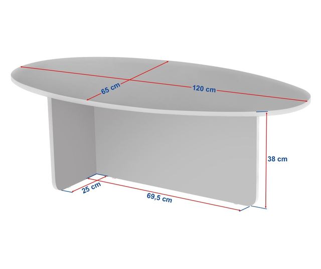 Hannah Home Orba Dió színű dohányzóasztal, 100% melamin forgácslap 18 mm, 120x40x65 cm