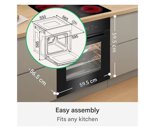 Beépíthető elektromos sütő, Bomann, 67 liter, fekete