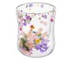 Üveg szárított virágbetéttel, hortenziák és limonium pasztell színekben, dupla falú, boroszilikát üveg, 200 ml, Aurora Bloom