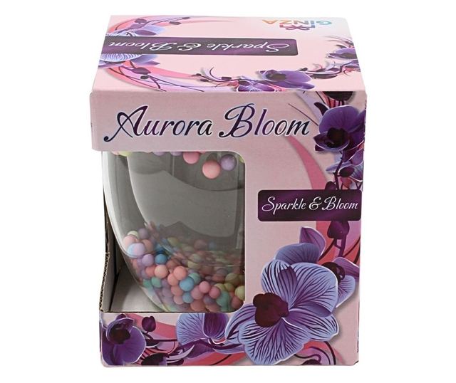 Üveg pasztell színű gyöngybetéttel, dupla falú, boroszilikát üveg, 250 ml, Aurora Bloom