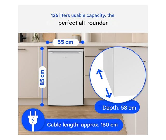 Mini hűtőszekrény, Bomann, 126 liter - Inox