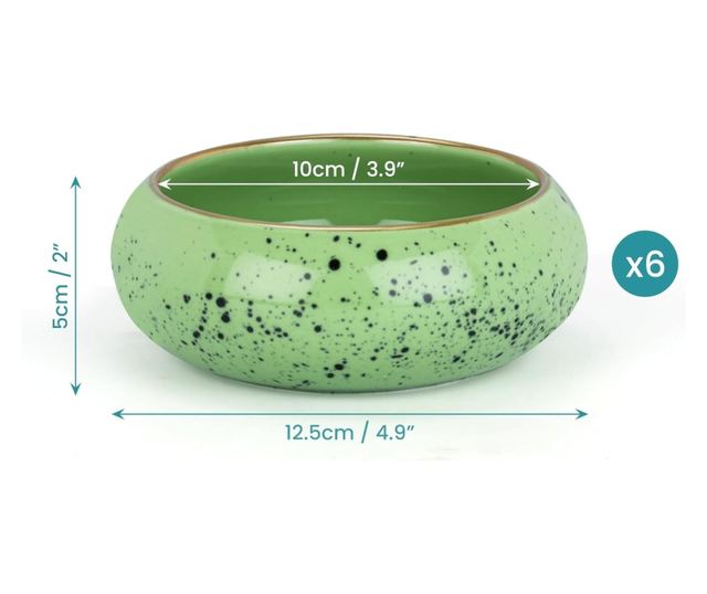 Belle Vous Kerámia Tálkészlet, 6 db, 300 ml, Desszert/Tészta/Leveses Tál, 12,5 x 5 cm, Többszínű