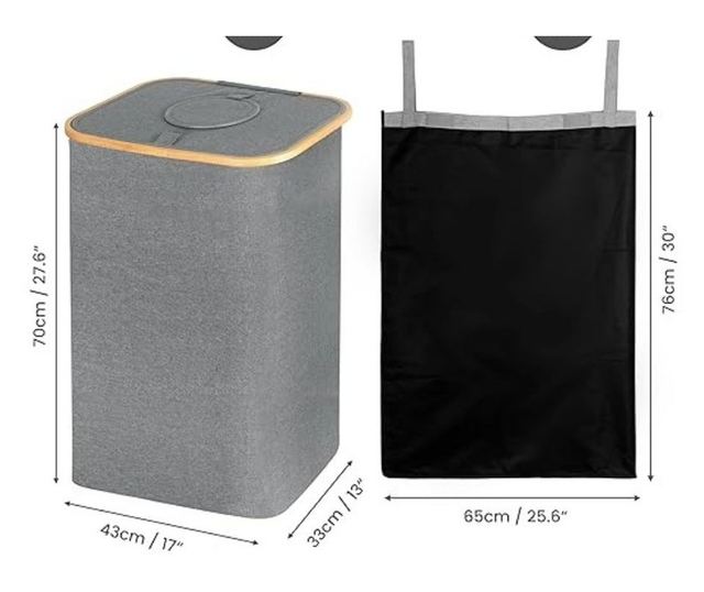 BELLE VOUS Szelektív Hulladékgyűjtő Konténer, 80L Kapacitás, Poliészter, 43 x 33 x 70 cm, Összecsukható, Fedéllel és Nyílással,