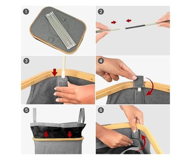 BELLE VOUS Szelektív Hulladékgyűjtő Konténer, 80L Kapacitás, Poliészter, 43 x 33 x 70 cm, Összecsukható, Fedéllel és Nyílással,