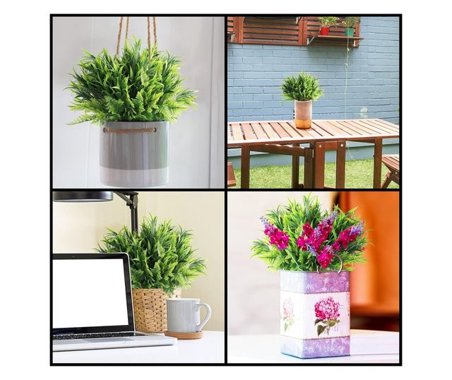 Belle Vous 6 db Műnövény, 35 x 29 cm, Páfrány és Levelek, Természetes Megjelenés, UV-álló, Műanyag, Dekorációhoz