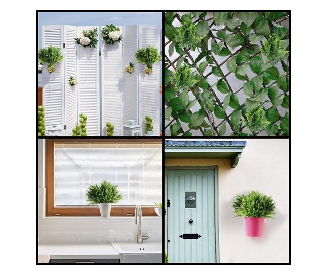 Belle Vous 6 db Műnövény, 35 x 29 cm, Páfrány és Levelek, Természetes Megjelenés, UV-álló, Műanyag, Dekorációhoz