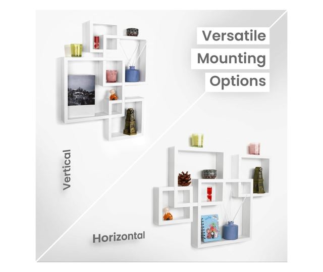 Belle Vous Fali kockapolcok, 4 db, MDF, Különböző méretek 15-30 cm, Fehér