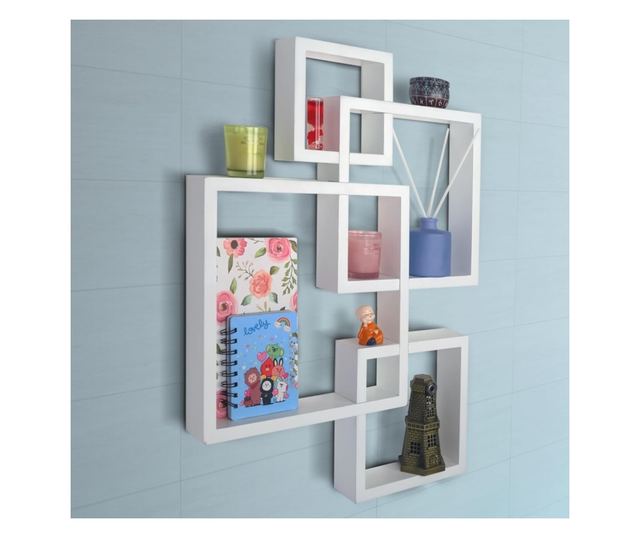 Belle Vous Fali kockapolcok, 4 db, MDF, Különböző méretek 15-30 cm, Fehér