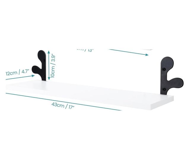 Belle Vous 3 db-os Fali Polc Készlet, 23/33/43 x 12 x 10 cm, MDF, Fehér