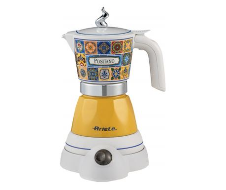 Ariete Moka Vintage Positano 1358/1P Ηλεκτρική Μηχανή Καφέ, 400W, 4 Φλιτζάνια, Ασύρματη Χρήση, Περιστρεφόμενη Βάση 360°