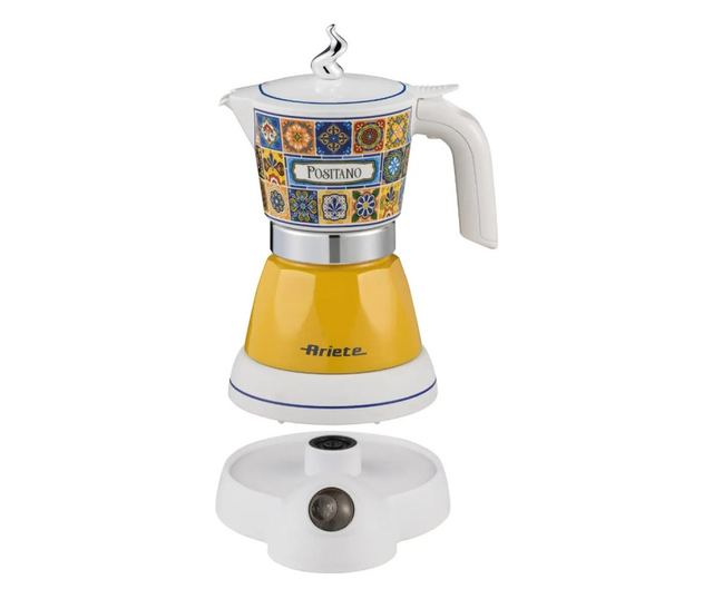 Ariete Moka Vintage Positano 1358/1P Elektromos Kávéfőző, 400W, 4 Csésze, Vezeték nélküli Használat, 360 Fokos Forgatható Talp