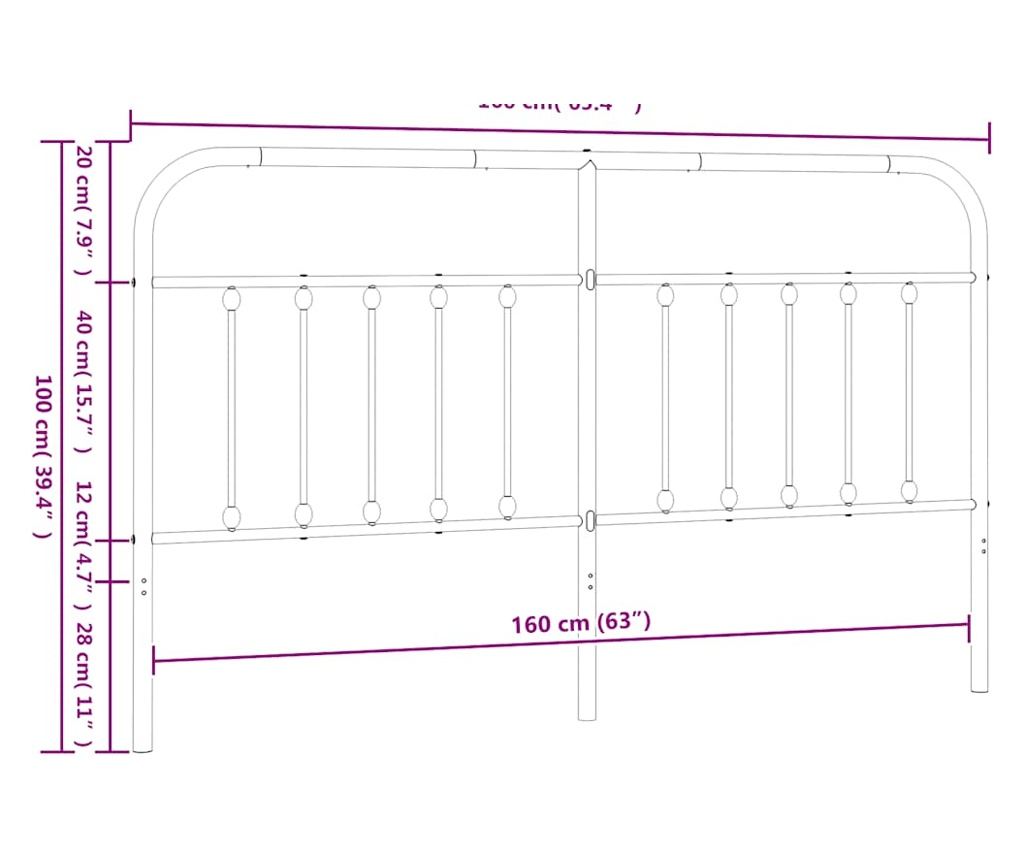 Okvir za krevet od metala, crni, 160 cm - 7
