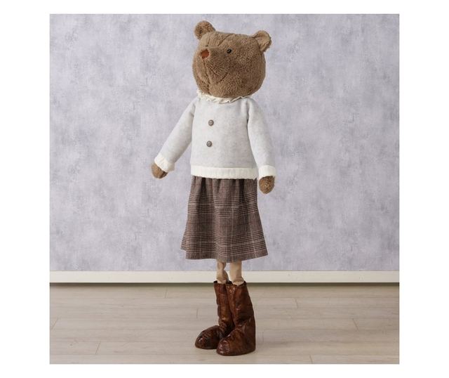 Plüssmackó kislány figura, textil, 128 cm