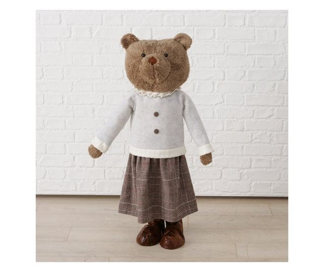 Plüssmackó kislány figura, textil, 128 cm