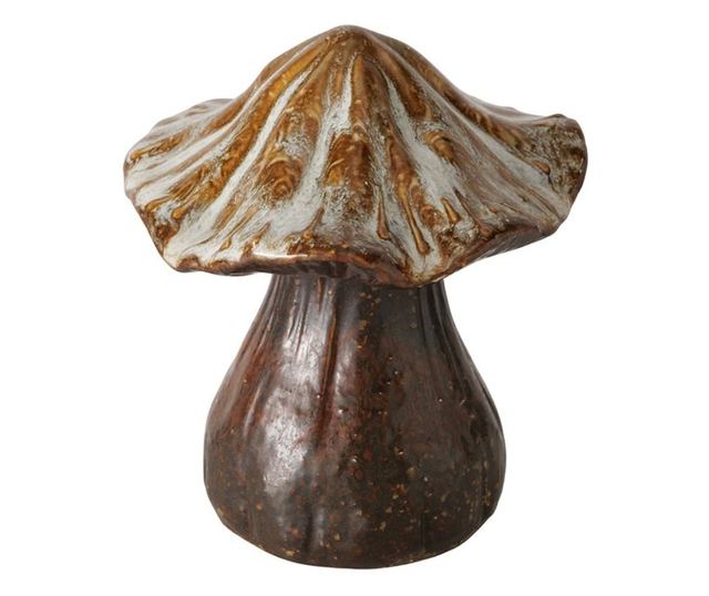 Kerámia gomba dekoráció, barna, 14x15 cm
