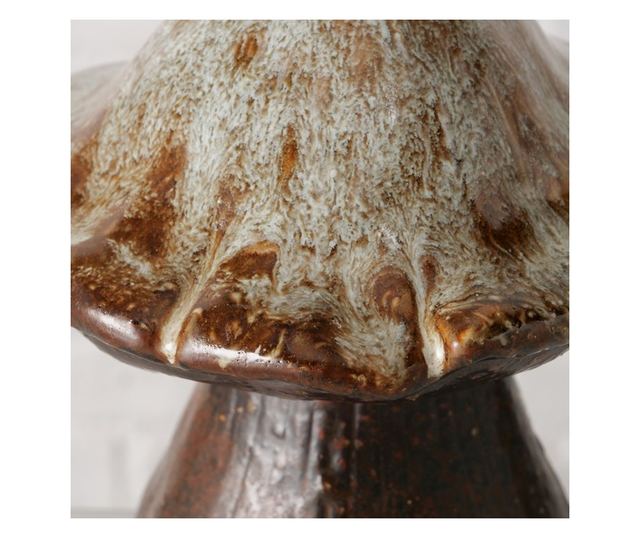 Kerámia gomba dekoráció, barna, 14x15 cm