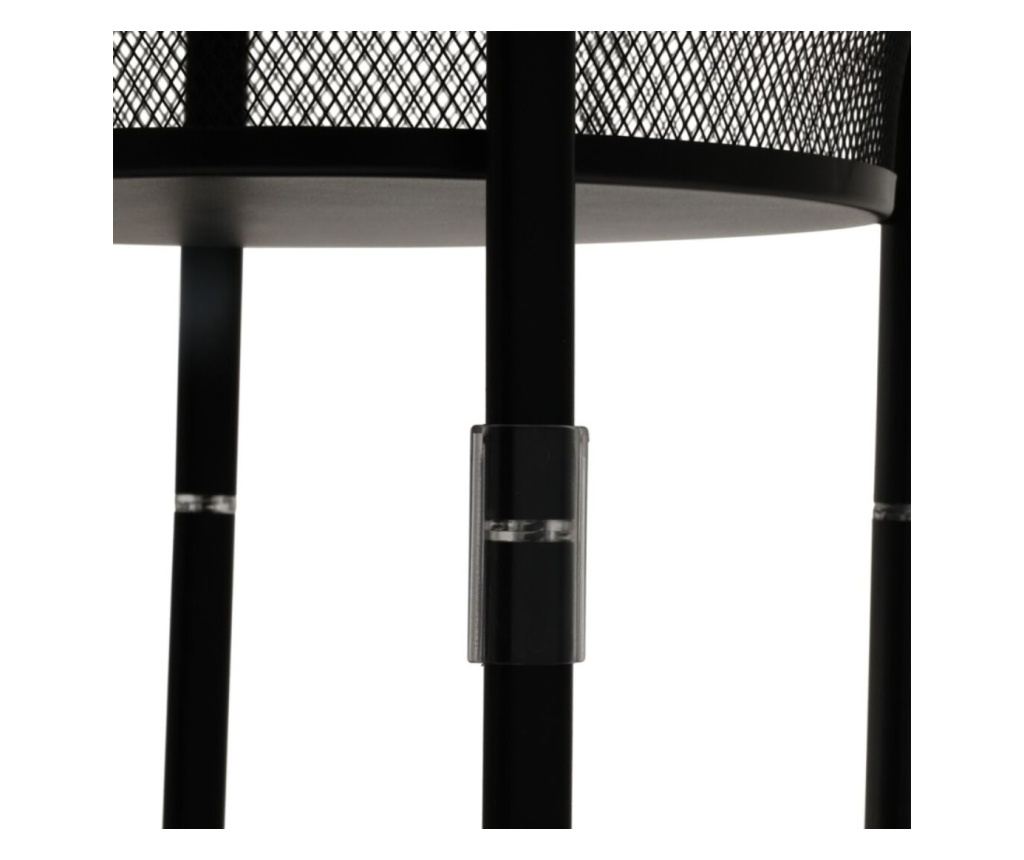 Cărucior de depozitare cu 3 coșuri rotunde din plasă metalică – Mobil cu roți, culoare negru Ø37x88 cm - 6