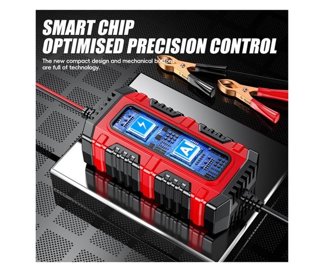 Foxsur Moto/Auto 6V-12V, 4Ah–30Ah, intelligens akkumulátortöltő-egyenirányító javítási móddal és automatikus érzékeléssel