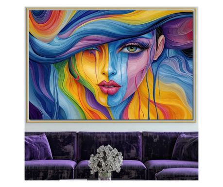 Tablou Canvas Premium, LuxCanva® G1152, Rapsodie Cromatica, Curcubeu, Colorat, Vibratie, Metamorfoza, Pigment, Multicolor, Femei