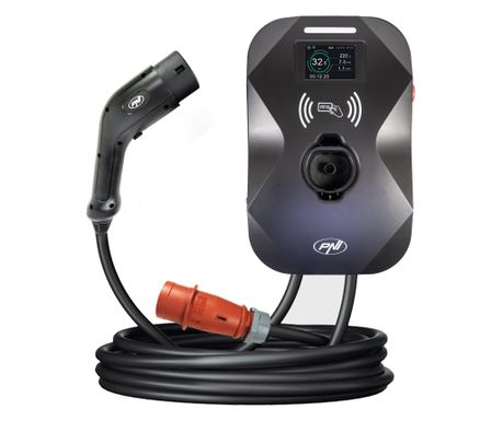 PNI KW22 32A, 22KW Polnilstnica za električne avtomobile, 85V - 415V, trifazna, Tip 2 kabel s 7 zatiči, 3,5-palčni zaslon