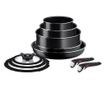 Tefal Ingenio Easy Cook & Clean serpenyőkészlet L1539053, 10 darabos, levehető fogantyúk, tapadásmentes bevonat, hőjelző, fekete