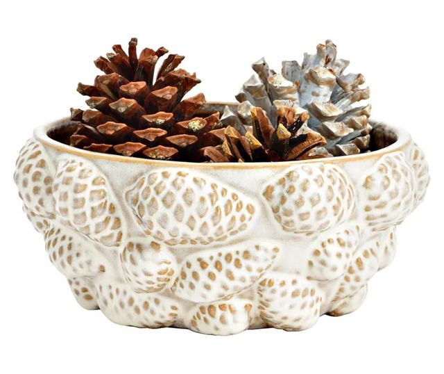 Dekoratív váza, kúp alakú, bézs/barna, 19x8x19 cm