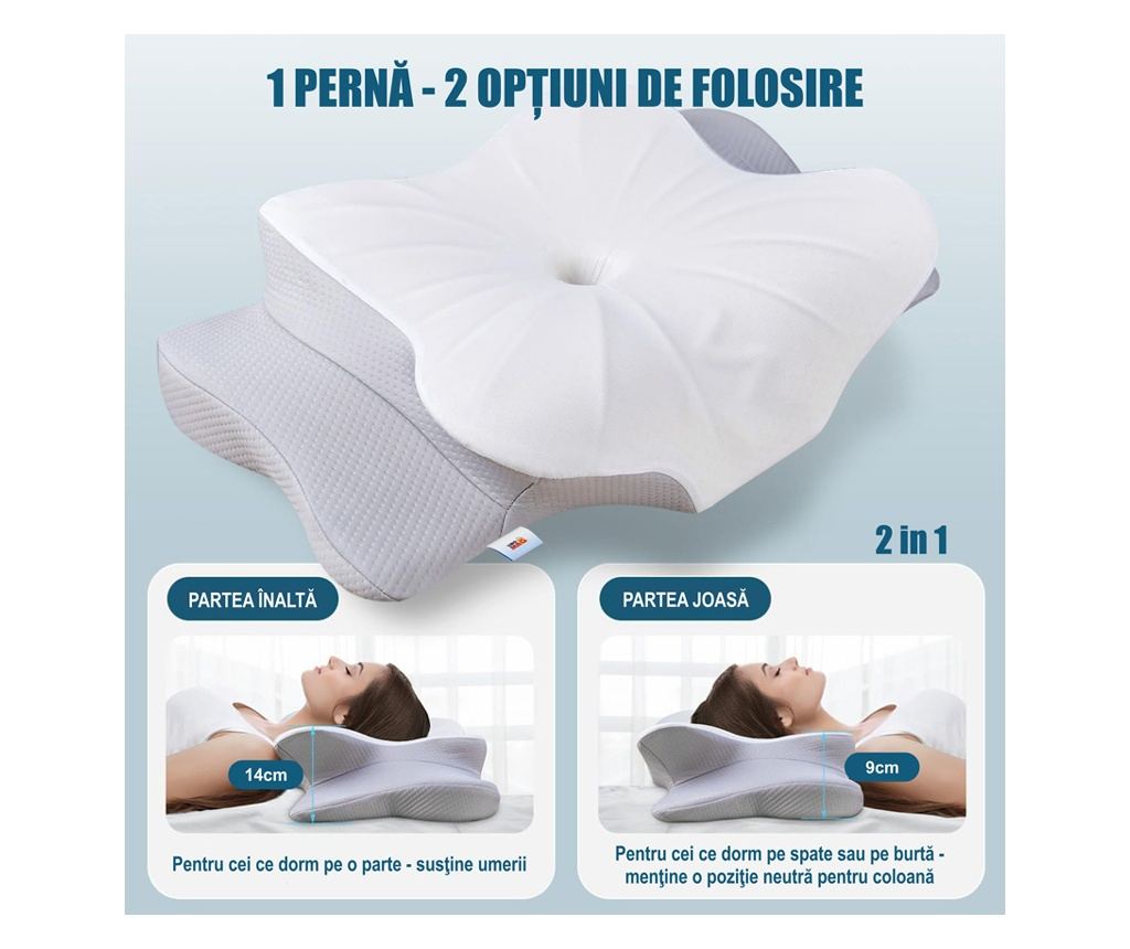 2 db Linomag® nyakpárna, memóriahab, hűsítő mosható huzattal, támasztó - 4