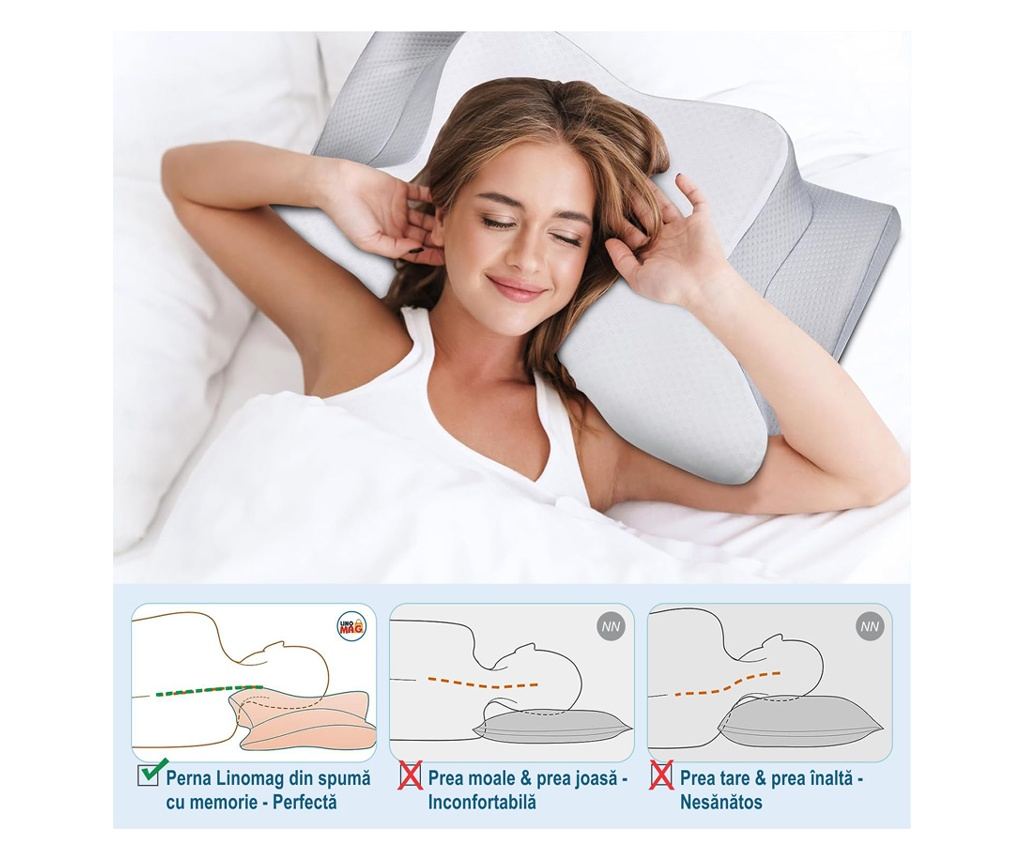 2 db Linomag® nyakpárna, memóriahab, hűsítő mosható huzattal, támasztó - 9