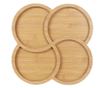 ABYZ Rusztikus Bambusz Tálka Előételekhez, 4 Kerek Rekeszes, 28 cm Átmérő, Természetes Dizájn