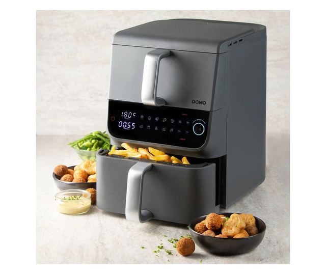 Dupla forrólevegős sütő Air Fryer XXL, 10 liter, 10 program, szürke, 42.8x40x28.3cm