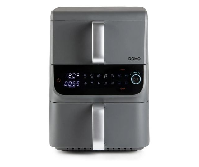 Dupla forrólevegős sütő Air Fryer XXL, 10 liter, 10 program, szürke, 42.8x40x28.3cm