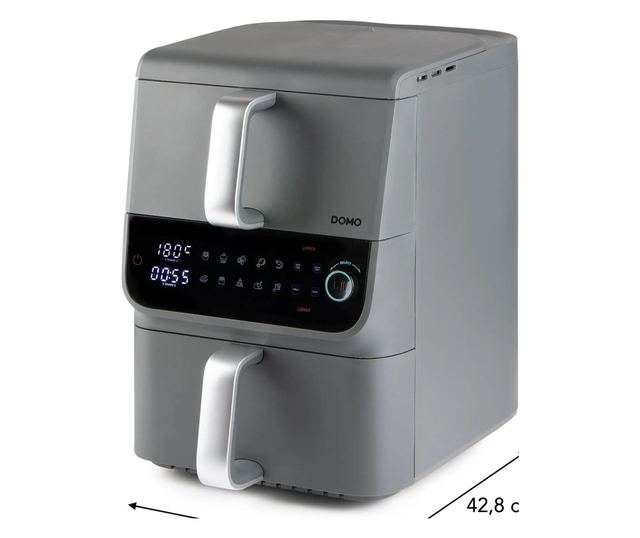 Dupla forrólevegős sütő Air Fryer XXL, 10 liter, 10 program, szürke, 42.8x40x28.3cm