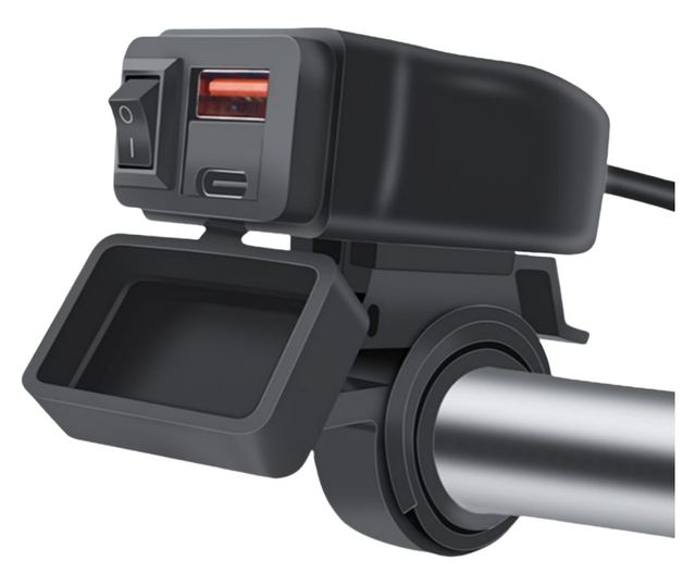 Techstar® A83PD motorkerékpár USB töltő, QC3.0 gyorstöltő USB-C és USB portok, kettős telepítés, vízállóság