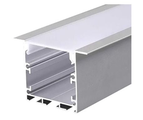 Aluminijasti profil za LED trakovo, dolžine 2m, dimenzije 50x35mm, bela barva.