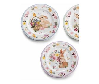 Комплект от 4 порцеланови чинии за паста, Мултиколор, Ø 20 см