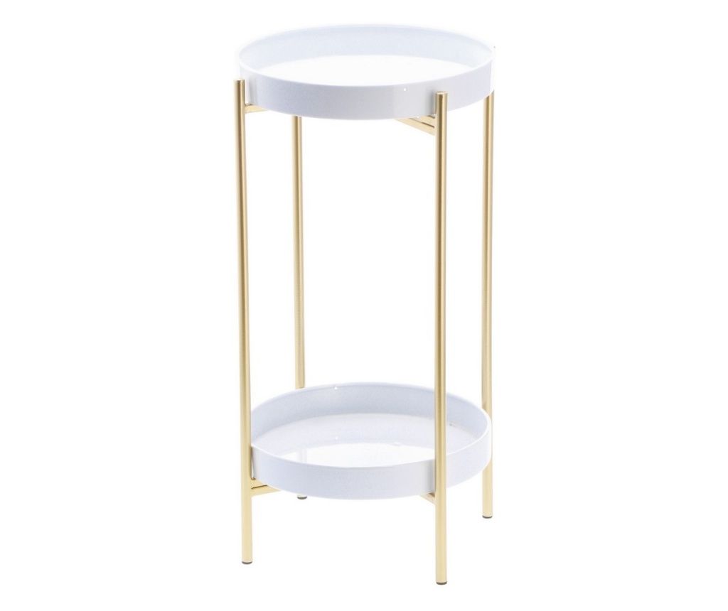 Zlatni i bijeli metalni stol 30 x 60 cm