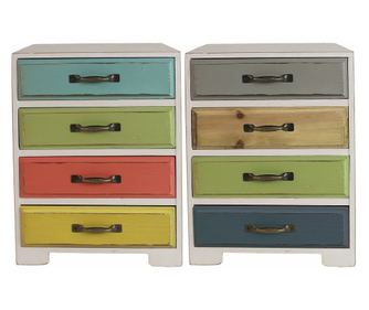 Sada 2 dřevěných truhel Multicolor 23 x 17 x 31 cm