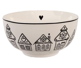 Sweet Tart Tál porcelán bézs fekete Ø 14x7 cm / 500 ml