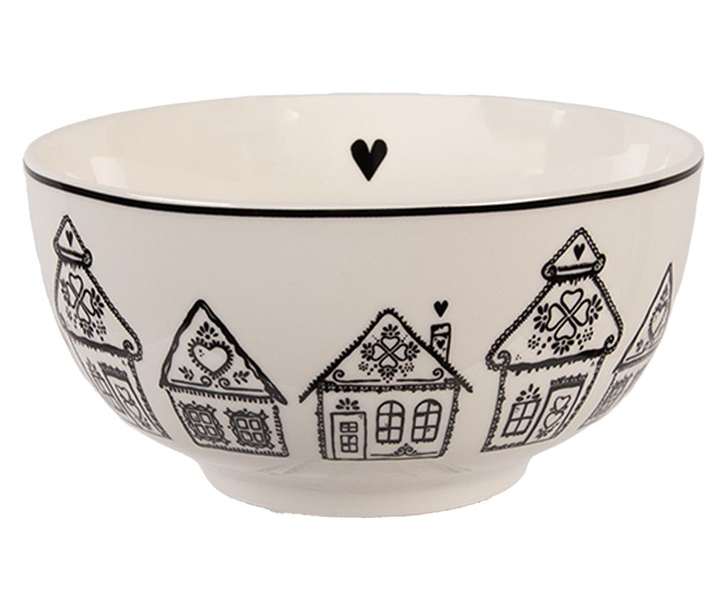 Sweet Tart skleda porcelan bež črna Ø 14x7 cm / 500 ml