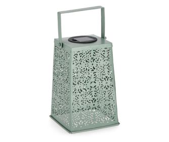 Solární nabíjecí lucerna kovová zelená 14x14x20h