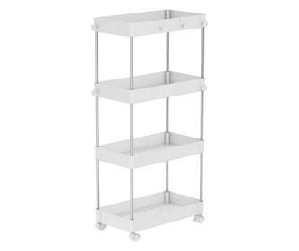 Aliol Λευκό Μεταλλικό Ράφι με Ρόδες 40x22x85 cm