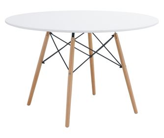 Demin MDF étkezőasztal, fehér, 120x74 cm, natúr fa