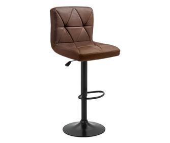 Scaun bar metal negru piele ecologica maro Selest 43x51x90-111 cm