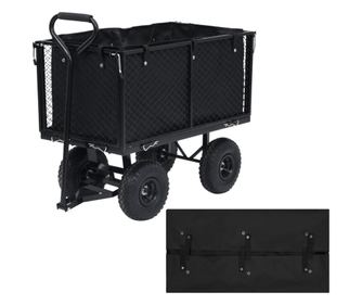 Kerti kocsi bélés, fekete, 86x46x41 cm textil