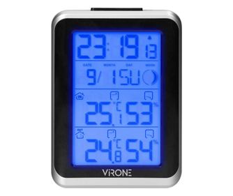 Statie meteo cu ceas si Transmitator exterior VIRONE WS-3, temperatura si umiditate interior si exterior, calendar, alarma, alim