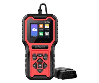 Techstar M302 autódiagnosztikai teszter, OBD II, olajcsere visszaállítása, élő adatok, O2 érzékelő teszt, QR-kód felhőalapú nyom