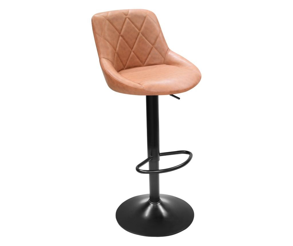 Barski stol Terkan, umetno usnje, rjavo-črn, kovina, 40x43x86-106 cm