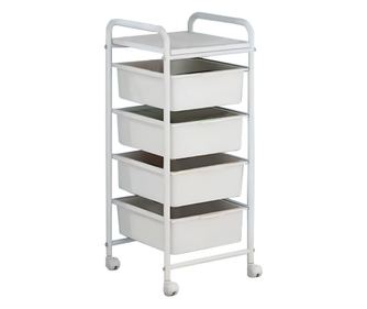 Sufik bela kovinska plastična vozička MDF 33x42x74 cm