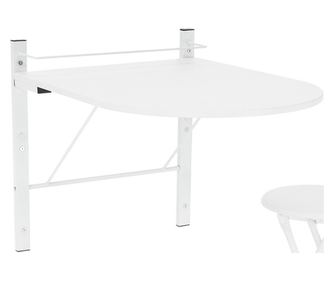 Amadeo Fehér MDF Fém Összecsukható Asztal és 2 Szék Szett 60x80x75 cm, 30x47 cm